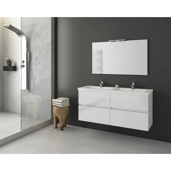 Φωτογραφία προϊόντος: Drop LUXUS 120 White – 1 έπιπλο μπάνιου κρεμαστό με καθρεπτη