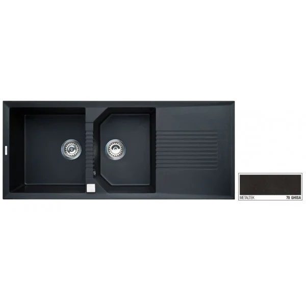 Φωτογραφία προϊόντος: Elleci Tekno 500 116x50cm Ghisa Ένθετος Γρανίτης Με 2 Γούρνες & Πάγκο