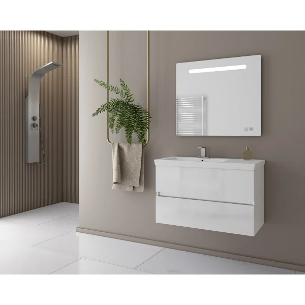 Φωτογραφία προϊόντος: Drop LUXUS 85 White – 2 έπιπλο μπάνιου κρεμαστό με καθρέπτη Led