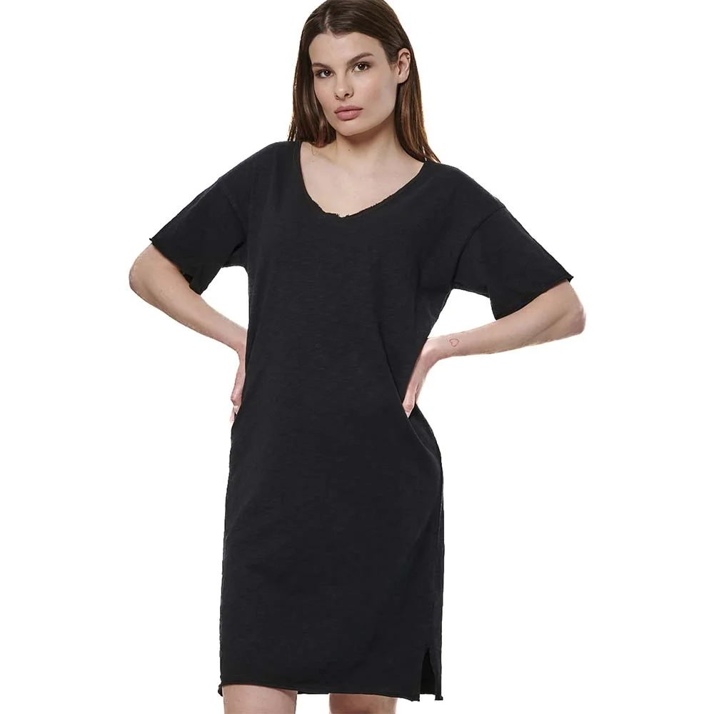 Φωτογραφία προϊόντος: Body Action Women's Slub V-Neck Dress Μαύρο 051527-01 (Body Action)