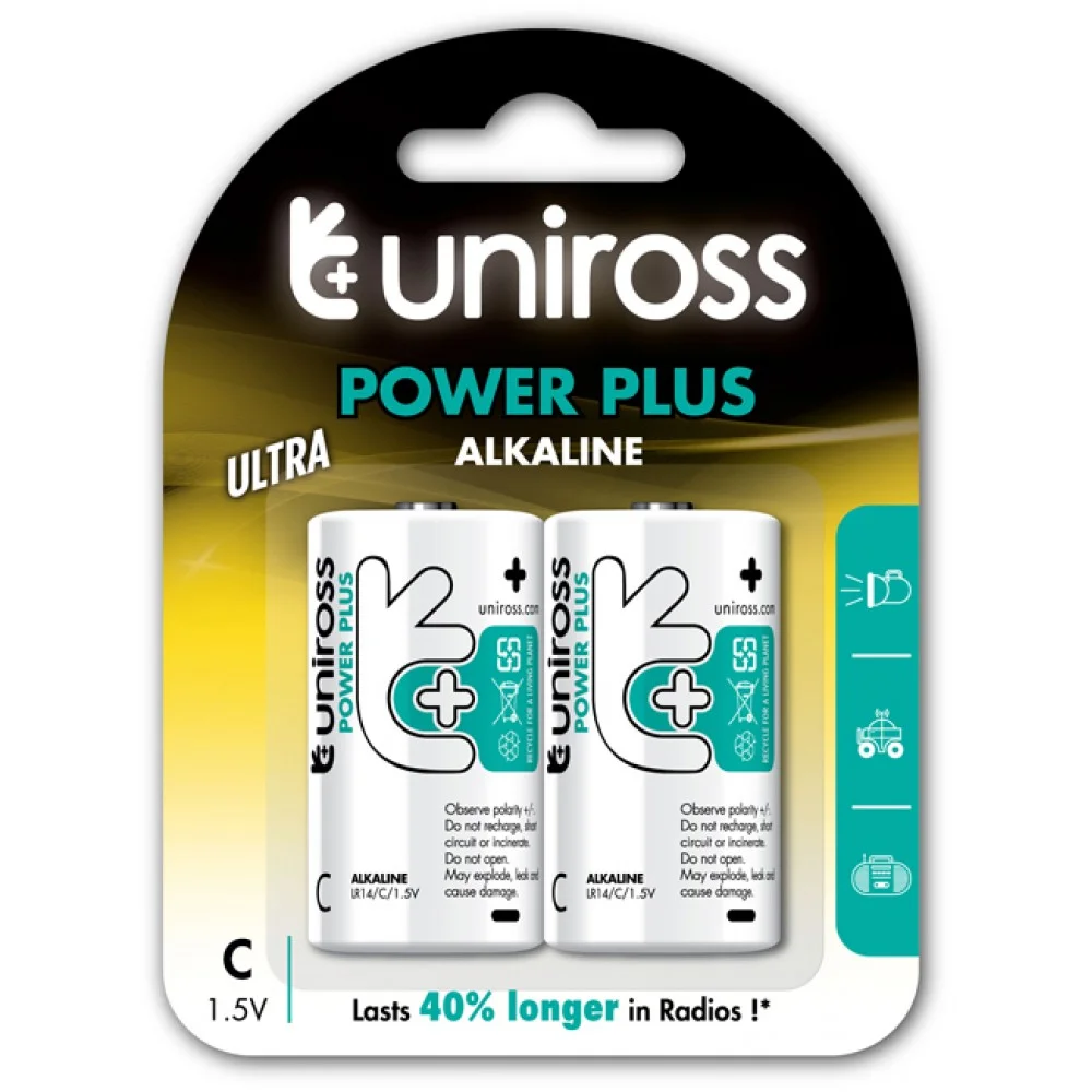 Φωτογραφία προϊόντος: Uniross Power Plus αλκαλική μπαταρία C - LR14 2τμχ