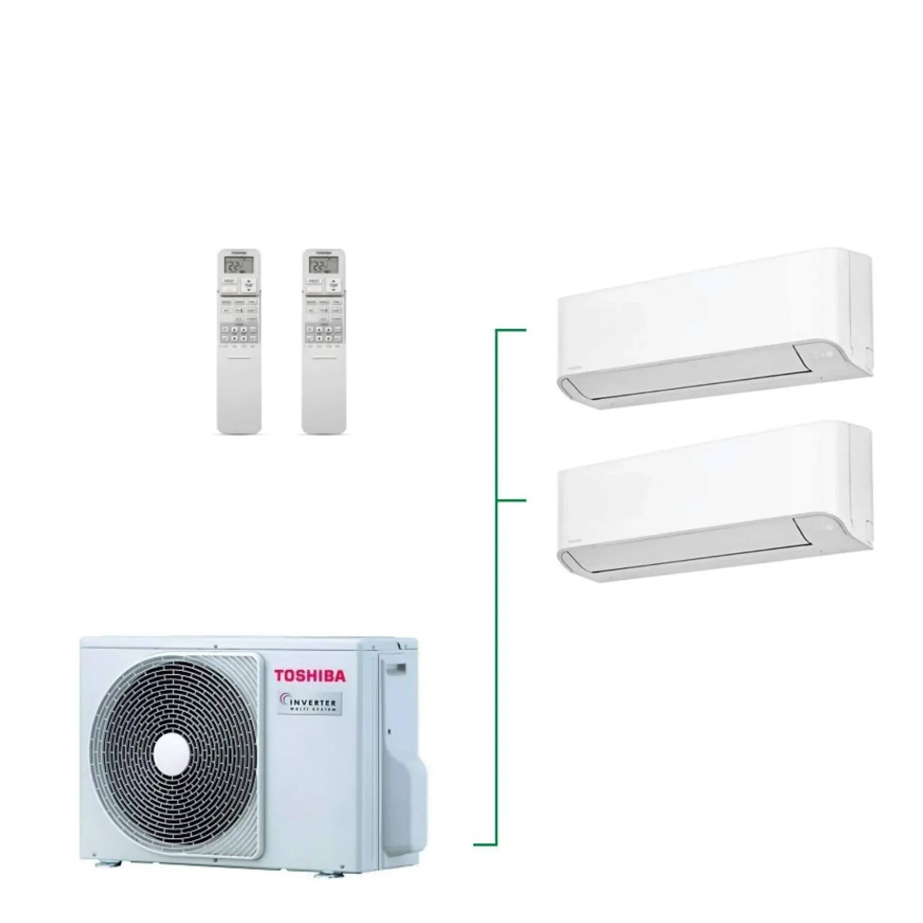 Φωτογραφία προϊόντος: Κλιματιστικό Toshiba RAS-2M18G3AVG-E ( 2-room) Εξ. Μονάδα + 2 Εσ. Yukai Plus RAS-B10E2KVG-E