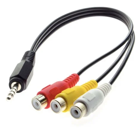 Φωτογραφία προϊόντος: OEM 22cm 3.5mm Mini AV to 3 RCA Audio Video Cable Male to Female for multi-media