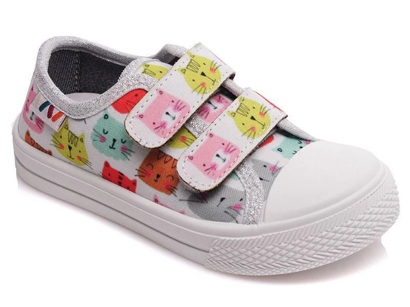 Φωτογραφία προϊόντος: Weestep sneakers Kids για κορίτσια με διπλό velcro - σχέδιο γατάκια