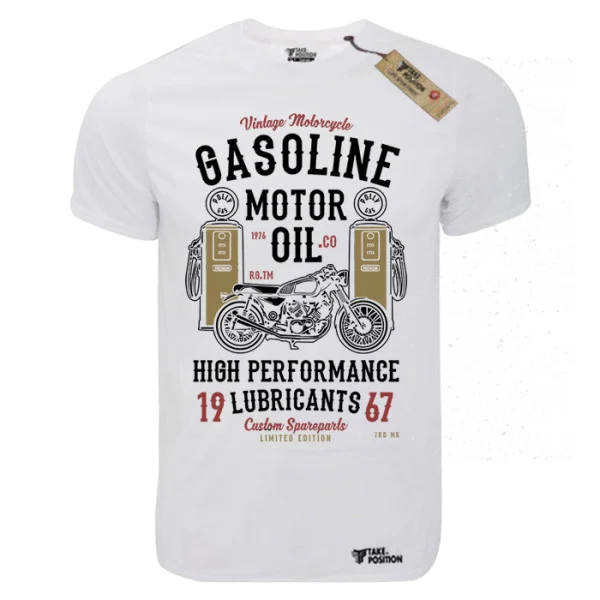 Φωτογραφία προϊόντος: T-shirt unisex Takeposition T-cool λευκό Gasoline motor oil, 900-9035