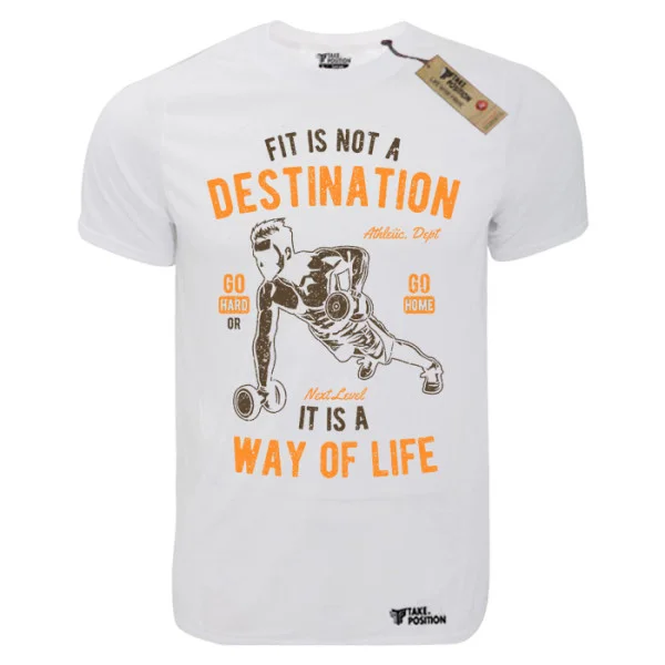 Φωτογραφία προϊόντος: T-shirt unisex Takeposition T-cool λευκό Fit is not a destination, 900-5552