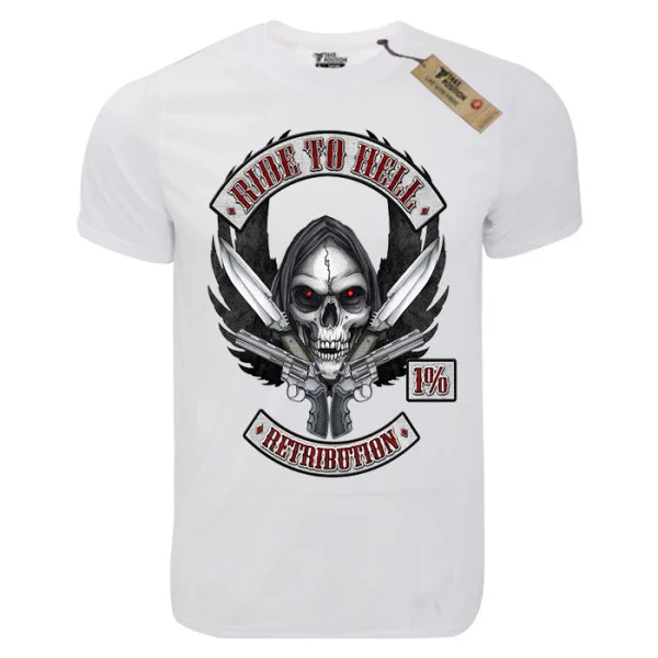 Φωτογραφία προϊόντος: T-shirt unisex Takeposition T-cool λευκό Ride to hell, 900-9010