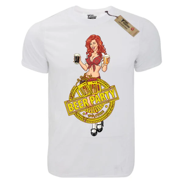 Φωτογραφία προϊόντος: T-shirt unisex Takeposition T-cool λευκό Beer Party, 900-4000