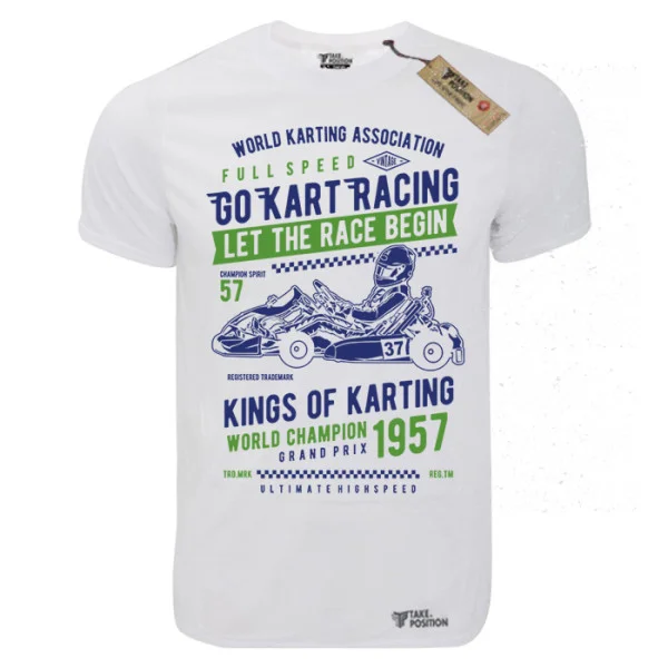 Φωτογραφία προϊόντος: T-shirt unisex Takeposition T-cool λευκό Go kart Racing, 900-2020