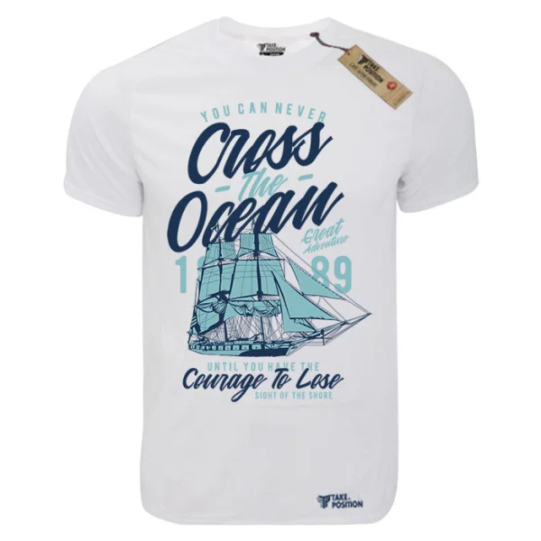 Φωτογραφία προϊόντος: T-shirt unisex Takeposition T-cool λευκό Cross the osean, 900-2010
