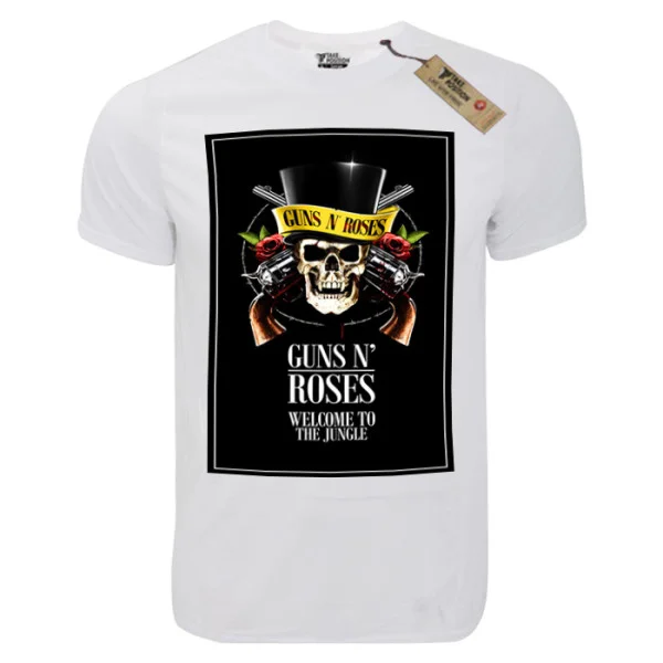Φωτογραφία προϊόντος: T-shirt unisex Takeposition T-cool λευκό Gun and roses, poster, 900-7595