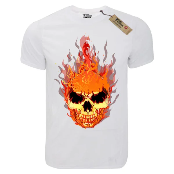 Φωτογραφία προϊόντος: T-shirt unisex Takeposition T-cool λευκό Fire Scull, 900-8004
