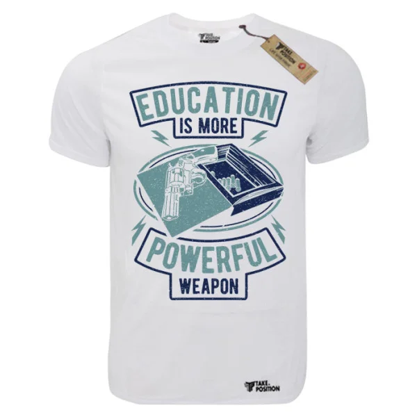 Φωτογραφία προϊόντος: T-shirt unisex Takeposition T-cool λευκό Education more Poreful, 900-2504