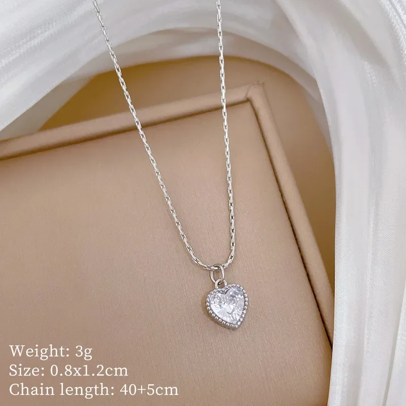 Φωτογραφία προϊόντος: Peach Jewelry Κολιέ Ανοξείδωτο Ατσάλι 304 Καρδιά Με Λευκό Ζιργκόν