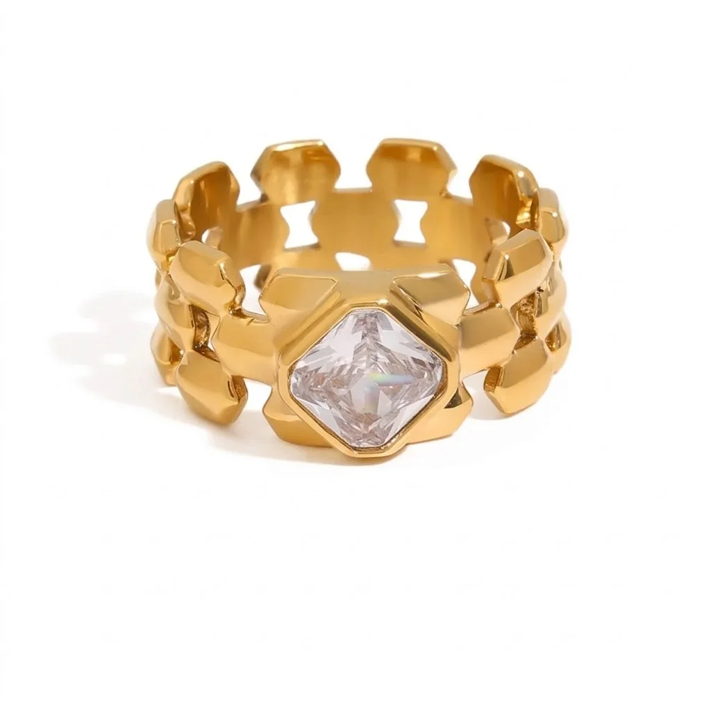 Φωτογραφία προϊόντος: Peach Jewelry Peach Jewerly Δαχτυλίδι Από Ανοξείδωτο Ατσάλι 304 Με Τετράγωνο Ζιργκόν Size 7