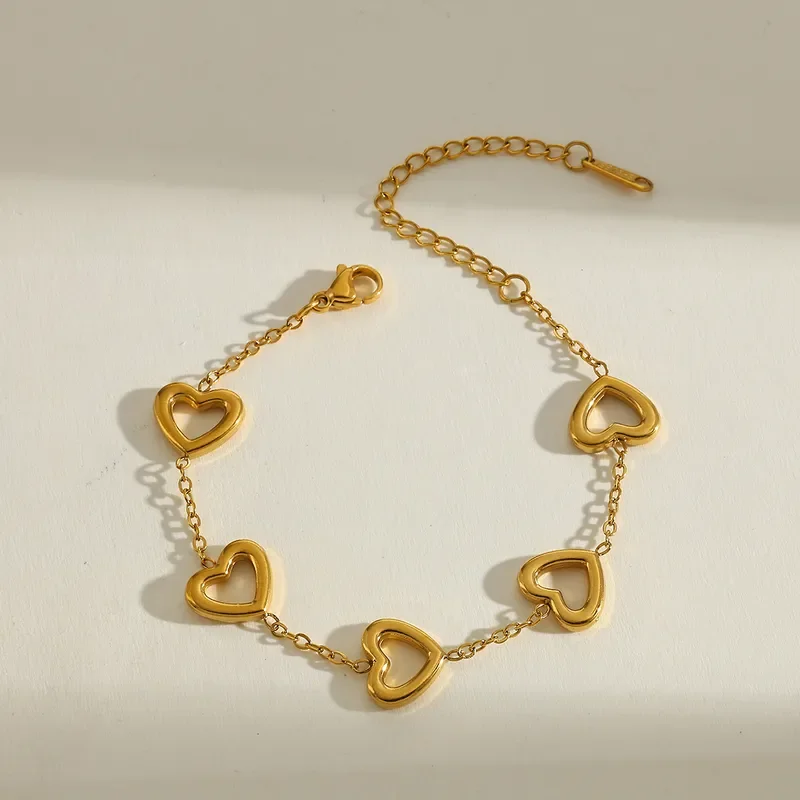 Φωτογραφία προϊόντος: Peach Jewelry Βραχιόλι Καρδούλες Χρυσές Ανοξείδωτο Ατσάλι 316 Επιχρυσωμένο