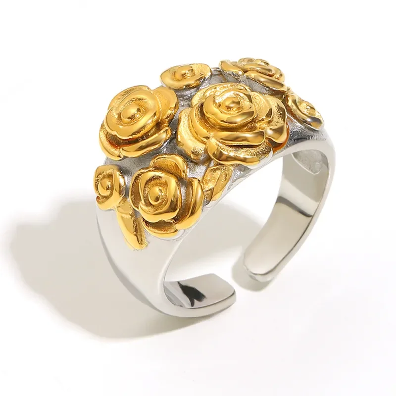 Φωτογραφία προϊόντος: Peach Jewelry Δαχτυλίδι Μπουκέτο Επiχρυσο με Ασημί 18κ Ατσάλι 316L