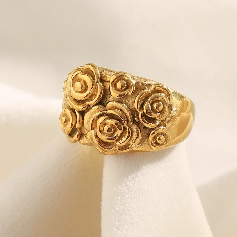 Φωτογραφία προϊόντος: Peach Jewelry Δαχτυλίδι Μπουκέτο Επiχρυσο 18κ Ατσάλι 316L