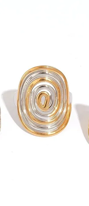 Φωτογραφία προϊόντος: Peach Jewelry Δαχτυλίδι Ατσάλι 316 Σπείρα Επίχρυσο 18κ και Ασημι