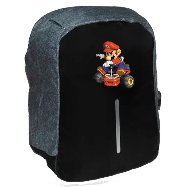 Φωτογραφία προϊόντος: Takeposition Mario Kart Σχολική τσάντα Razor 1κεντρική θέση Rpet 600D 44Y x 34Μ x 10Π Μαύρο/γκρι 973-1171-07