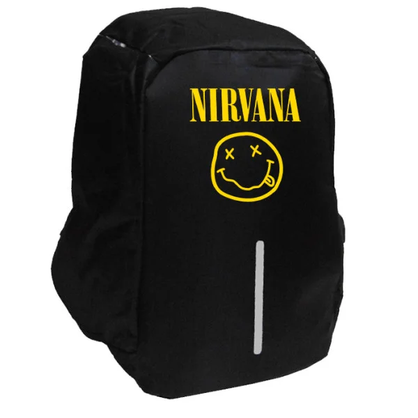 Φωτογραφία προϊόντος: Takeposition Nirvana logo Σακίδιο πλάτης Razor 1κεντρική θέση Rpet 600D 44Y x 34Μ x 10Π Μαύρο, 973-7502-02