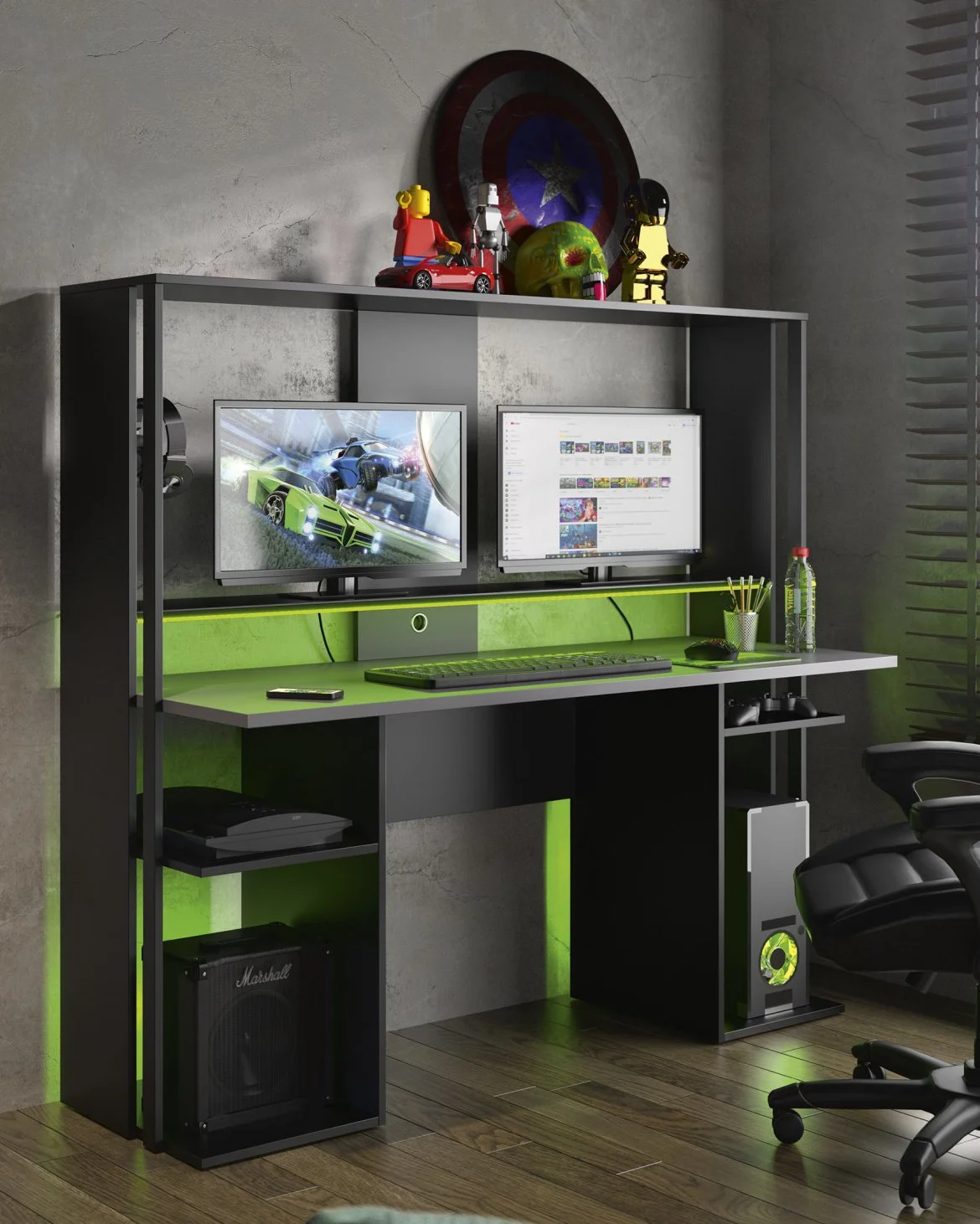 Φωτογραφία προϊόντος: INSIDE Stream Γραφείο Gaming 157x60x145εκ. Μαύρο/Ανθρακί