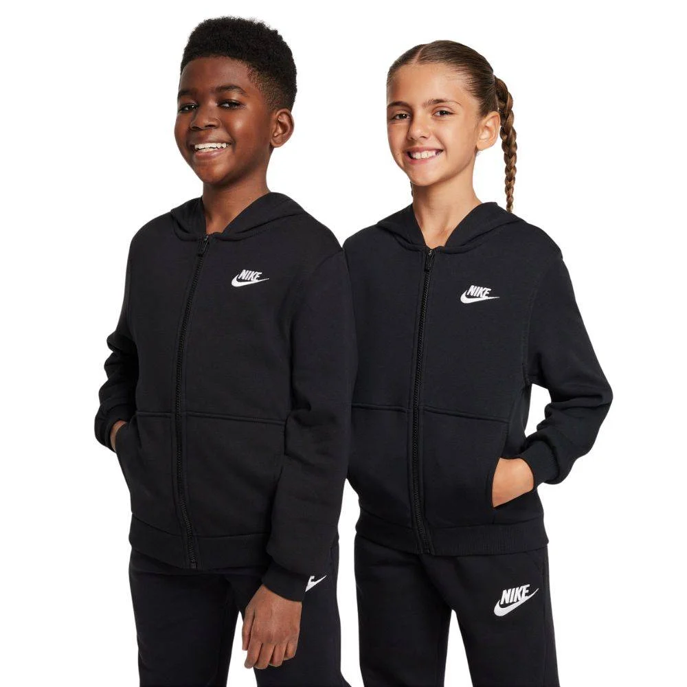 Φωτογραφία προϊόντος: FD3017-010 - NIKE KIDS NSW CLUB FRENCH TERRY FULL-ZIP HOODIE BLACK / WHITE Color