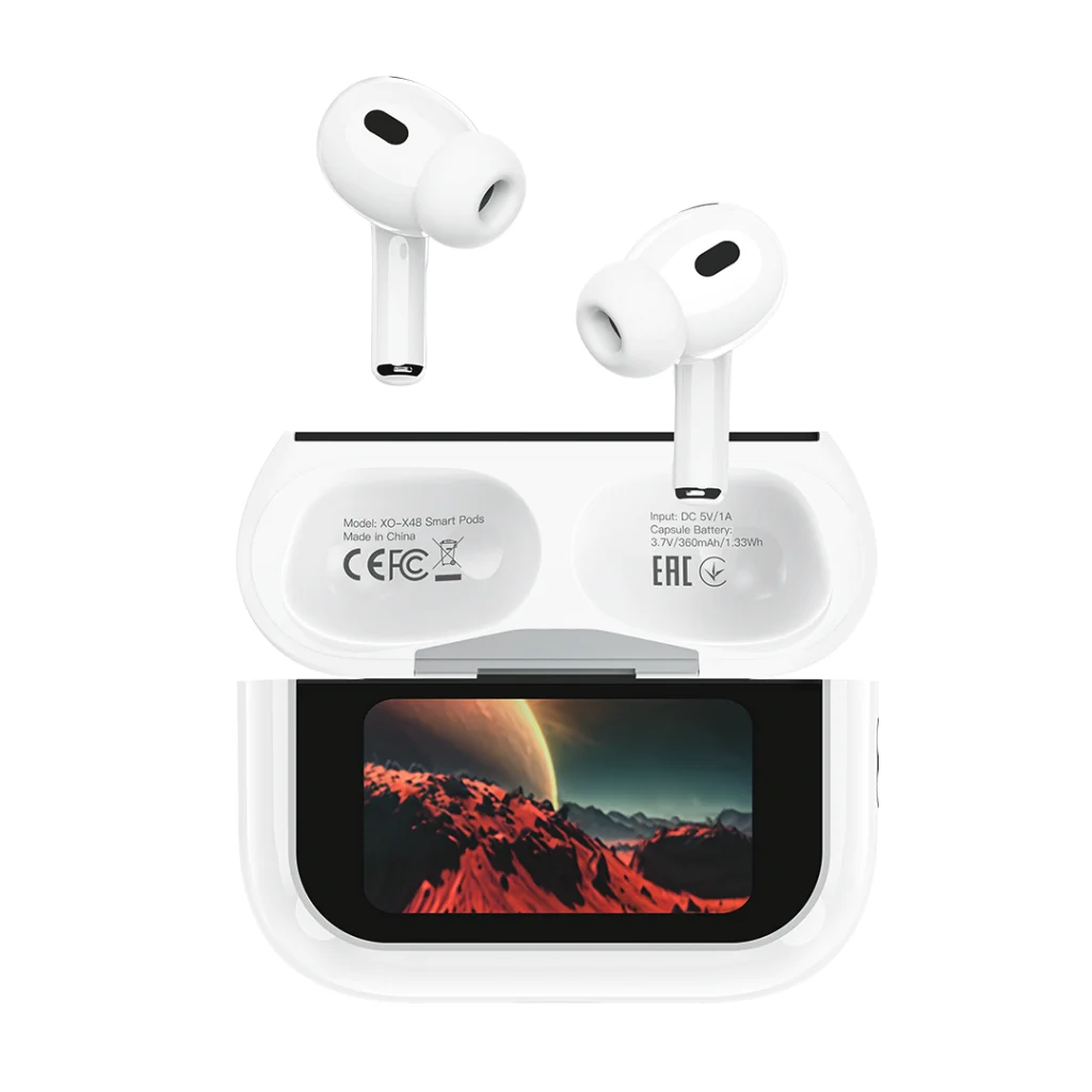 Φωτογραφία προϊόντος: XO X48 Smart TWS Ακουστικά 5ης Γενιάς ANC με Οθόνη Λευκά