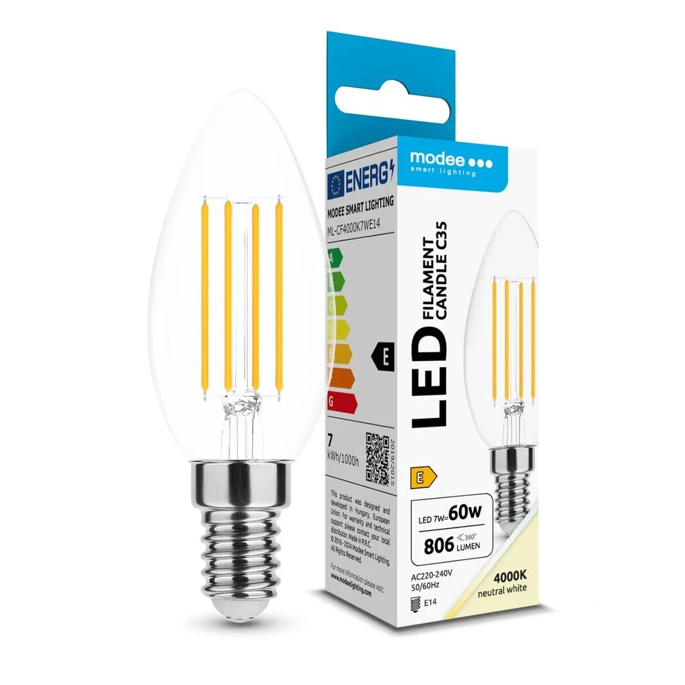 Φωτογραφία προϊόντος: Modee Lighting Modee LED Λάμπα Filament Κερί C35 7W E14 4000K 806lm ERP