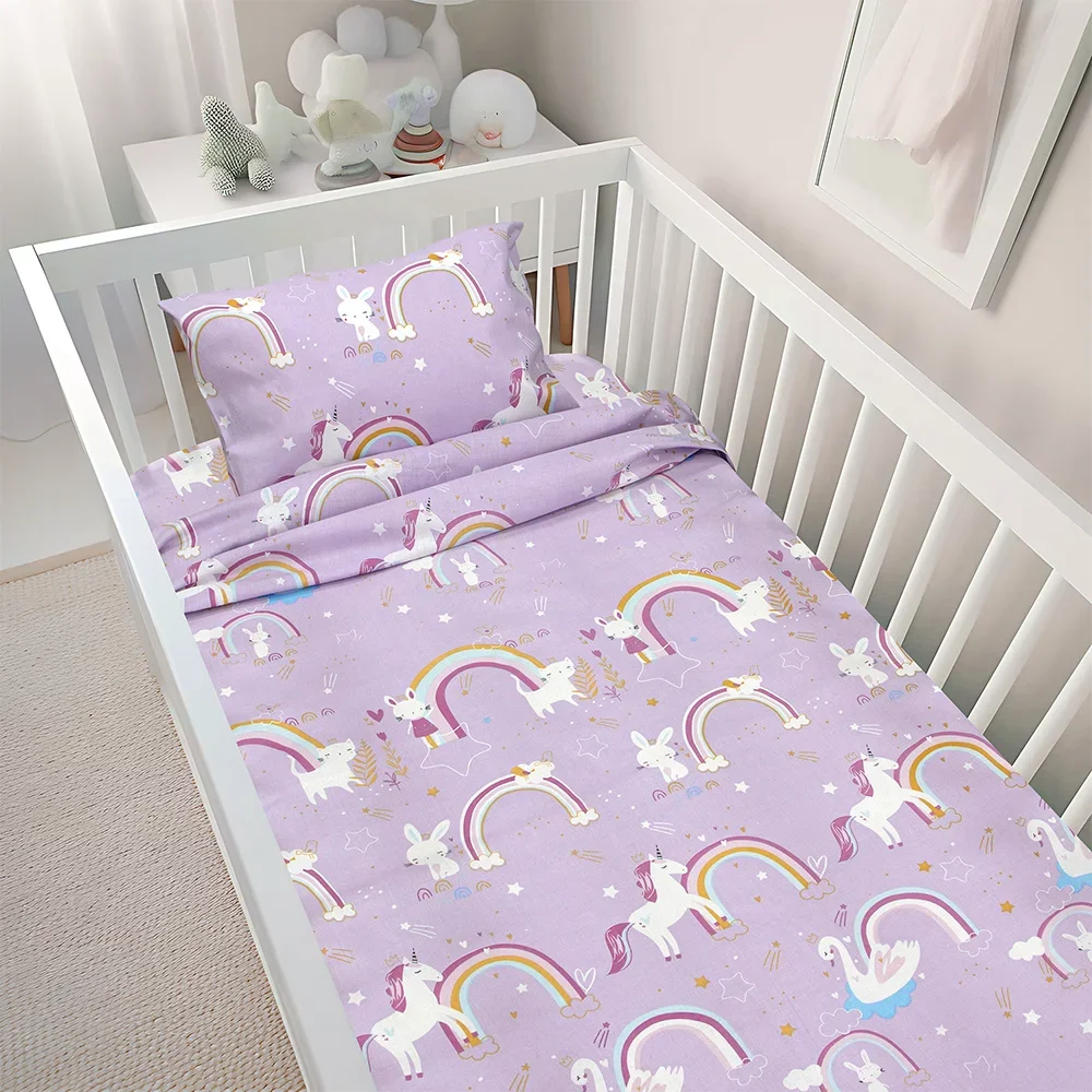 Φωτογραφία προϊόντος: LinoHome LINO BEBE ΣΕΤ ΣΕΝΤΟΝΙΑ RAINBOW GALLOP LILAC 120X180