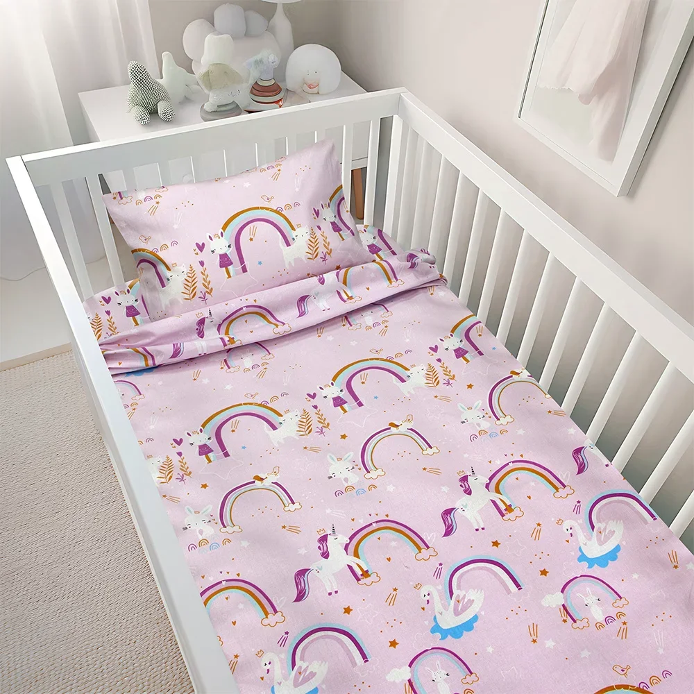 Φωτογραφία προϊόντος: LinoHome LINO BEBE ΣΕΤ ΣΕΝΤΟΝΙΑ RAINBOW GALLOP PINK 120X180