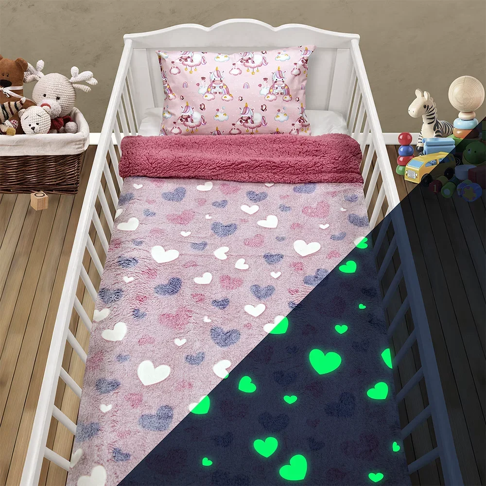 Φωτογραφία προϊόντος: LinoHome LINO ΚΟΥΒΕΡΤΑ FLEECE SHERPA ΦΩΣΦΟΡΙΖΕ HERZ PINK 110X150