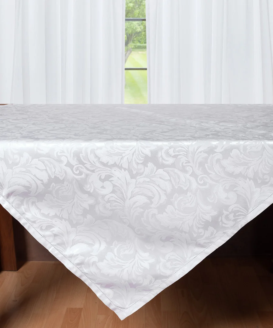 Φωτογραφία προϊόντος: SilkFashion Ζακάρ τραπεζοκαρέ HLS017 (140cm x 140cm) λευκό
