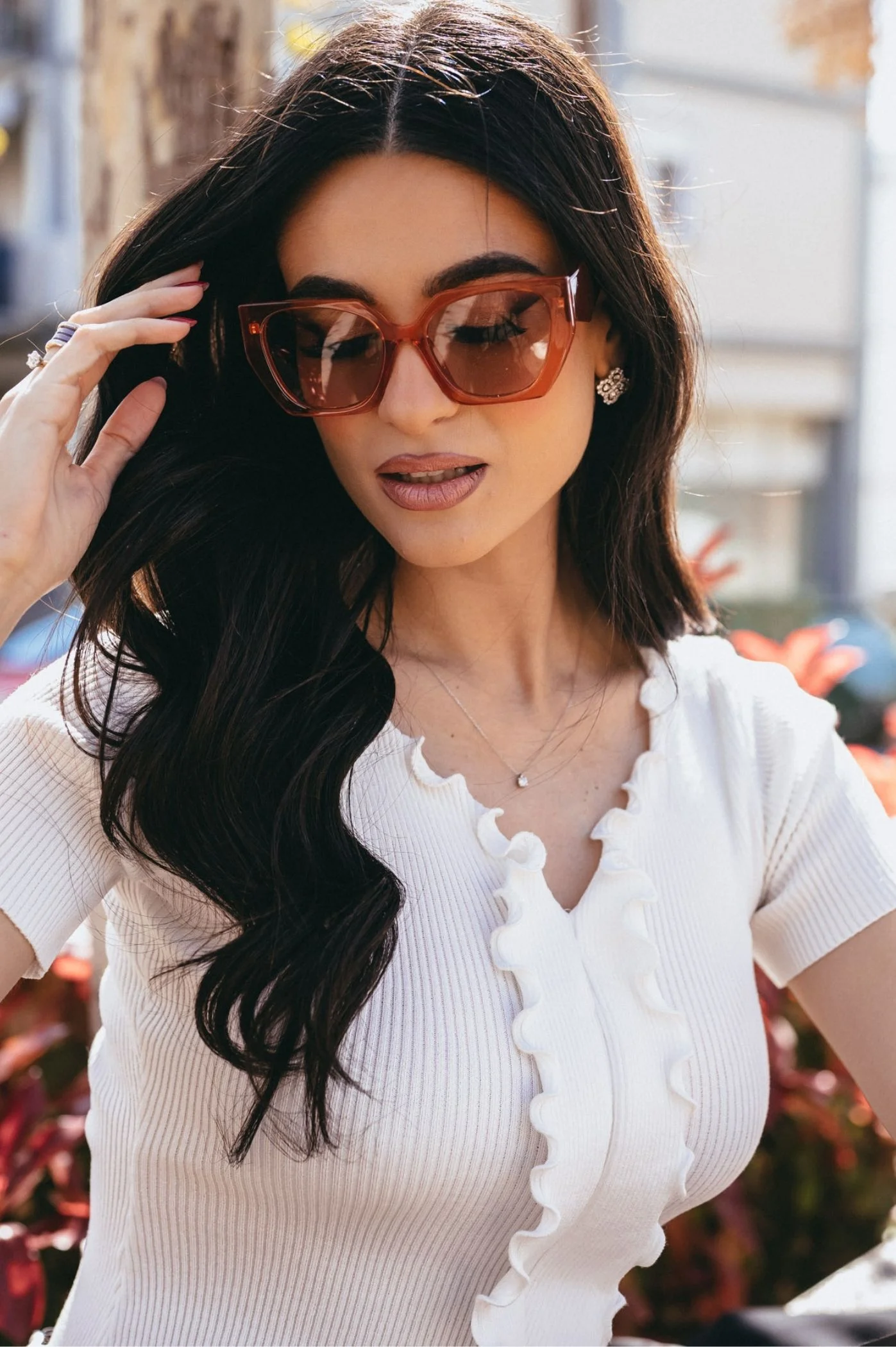 Φωτογραφία προϊόντος: Antithesis Clothing Γυαλιά Ηλίου Gemma Με Τετραγωνισμένο Σκελετό Με Γωνίες - Πορτοκαλί