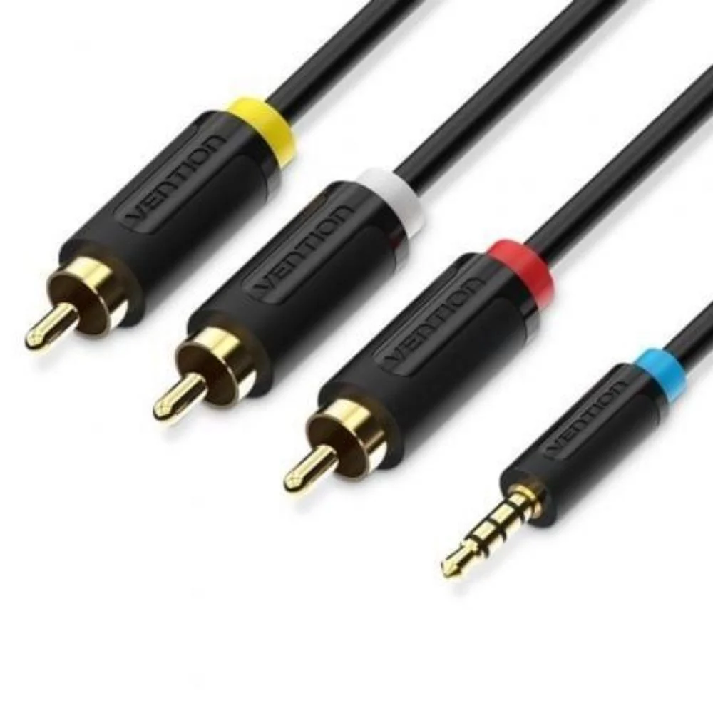 Φωτογραφία προϊόντος: VENTION 3.5mm Male to 3RCA Male AV Cable 1.5M Black (BCBBG) (VENBCBBG)