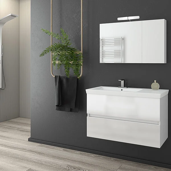 Φωτογραφία προϊόντος: Drop LUXUS 85 White έπιπλο μπάνιου κρεμαστό με καθρεπτη ντουλάπι