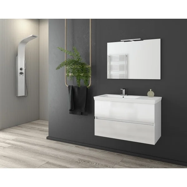 Φωτογραφία προϊόντος: Drop LUXUS 85 White – 1 έπιπλο μπάνιου κρεμαστό με καθρέπτη