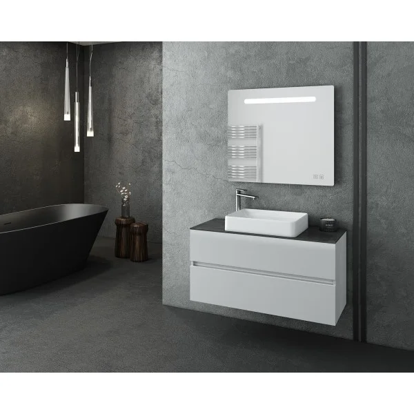 Φωτογραφία προϊόντος: Drop LUXUS 100 White – Top – 2 έπιπλο μπάνιου κρεμαστό με καθρέπτη Led