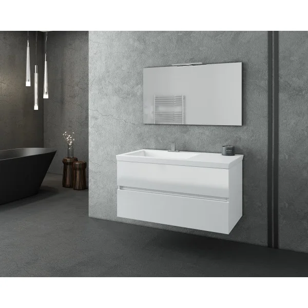 Φωτογραφία προϊόντος: Drop LUXUS 100 White – 1 έπιπλο μπάνιου κρεμαστό με καθρεπτη