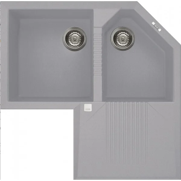 Φωτογραφία προϊόντος: Elleci Tekno Corner 83x83cm Alluminio Ένθετος Γρανίτης Γωνιακός Με 2 Γούρνες & Πάγκο
