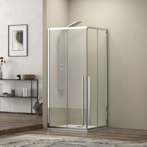 Φωτογραφία προϊόντος: Karag Elysium 100 130x140x200cm Καμπίνα Ασύμμετρης Ντουζιέρας Με 2 Συρόμενες Πόρτες & Διάφανο Κρύσταλλο
