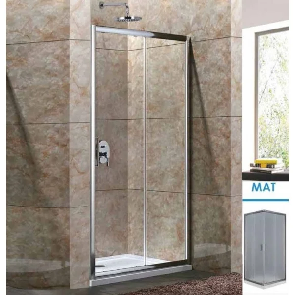 Φωτογραφία προϊόντος: Aquarelle Oia 70 Mat 147-150x 180cm Πόρτα Ντουζιέρας Από Τοίχο Σε Τοίχο Με Ένα Σταθερό & Ένα Συρόμενο Φύλλο