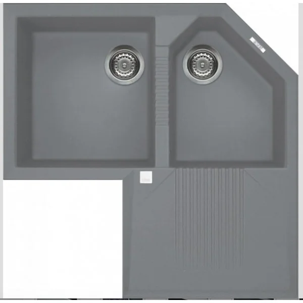 Φωτογραφία προϊόντος: Elleci Tekno Corner 83x83cm Bianco Titano Ένθετος Γρανίτης Γωνιακός Με 2 Γούρνες & Πάγκο