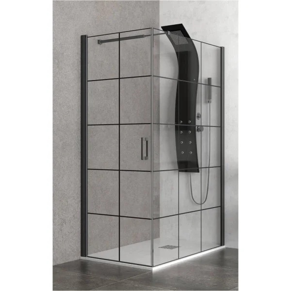 Φωτογραφία προϊόντος: Karag Nero Box 100 90x80x200cm Ασύμμετρη Καμπίνα Ντουζιέρας Με Σεριγραφάτο Κρύσταλλο