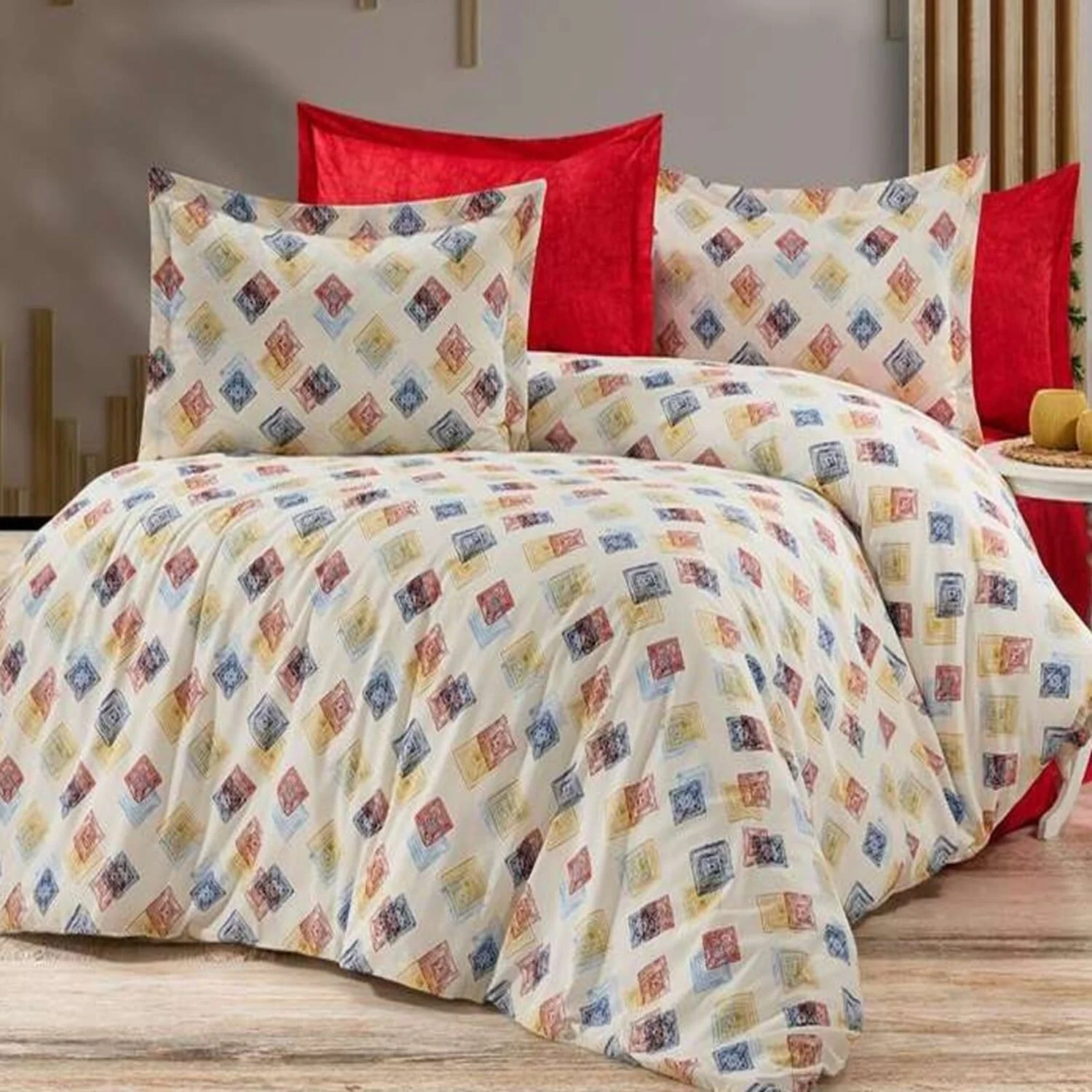 Φωτογραφία προϊόντος: MayHome Σετ Σεντόνια Polycotton Γίγας 2520426472 -1 με Λάστιχο (Π: 170cm x Μ: 200cm x Υ: 30cm) – Γεωμετρικό