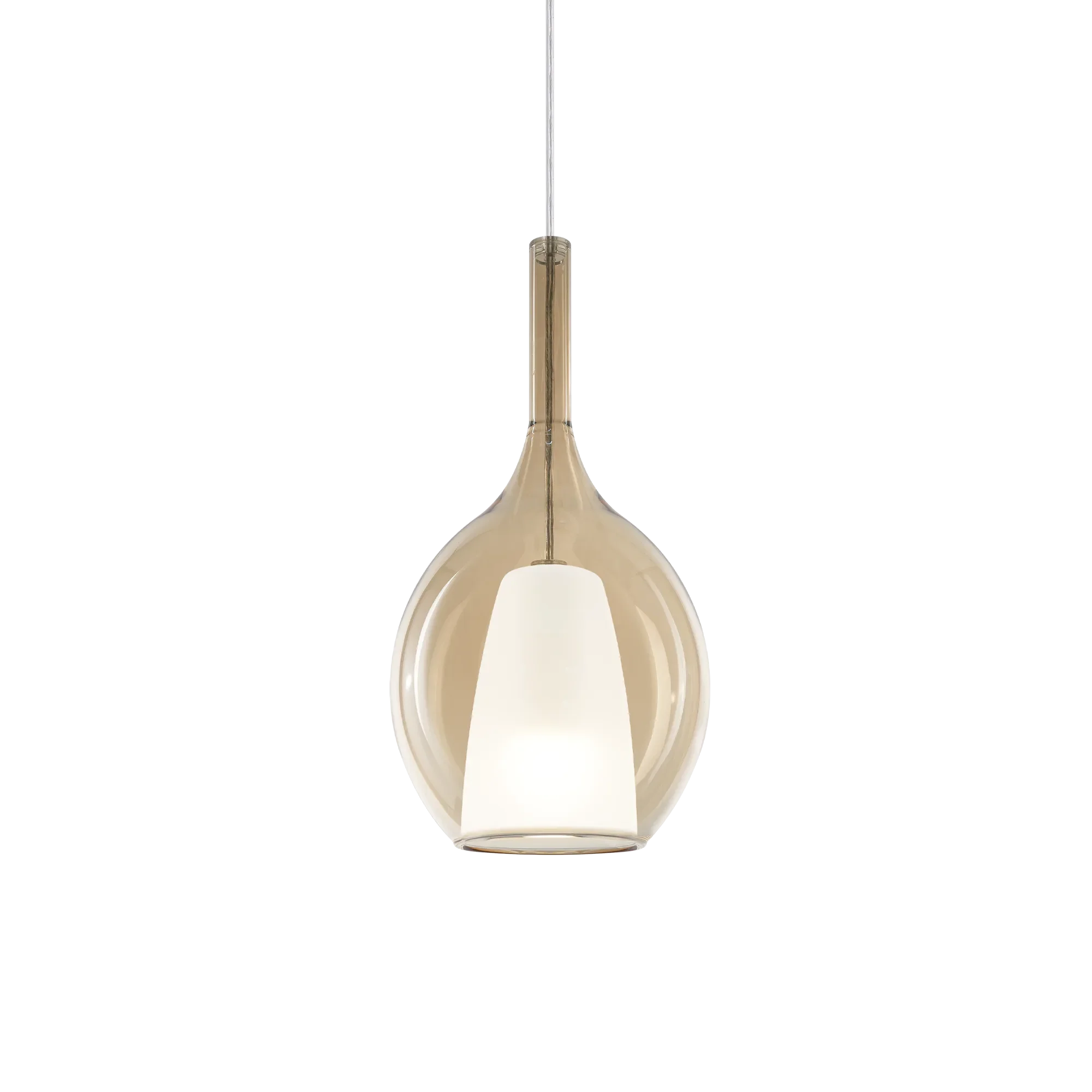 Φωτογραφία προϊόντος: Ideal lux Kalique SP1-2 D18 Κρεμαστό Φωτιστικό με Μελί Γυαλί Χρώμιο