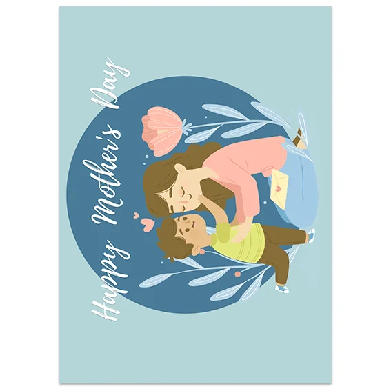 Φωτογραφία προϊόντος: OEM Ευχετήρια κάρτα Happy mothers day-blue