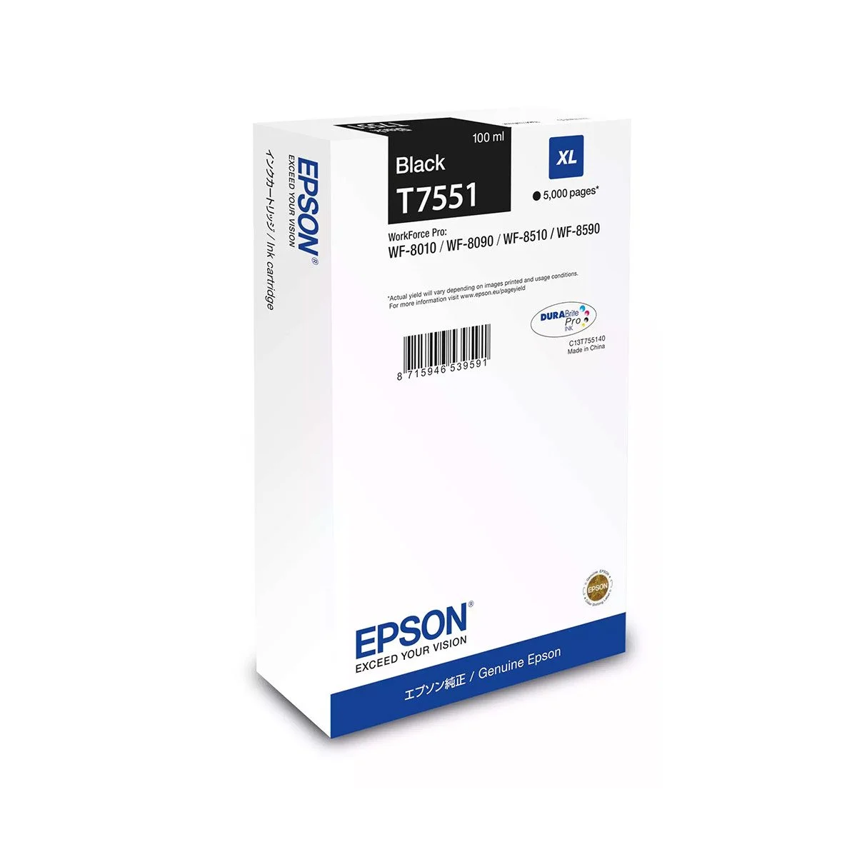 Φωτογραφία προϊόντος: Ink Epson DURABrite C13T75514N Black Size XL 100ml 5K Pgs - C13T75514N