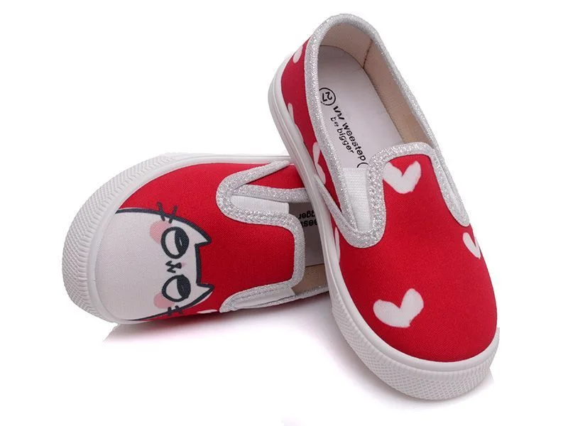 Φωτογραφία προϊόντος: Weestep πάνινα Slip-on για κορίτσια - Κόκκινη γατούλα