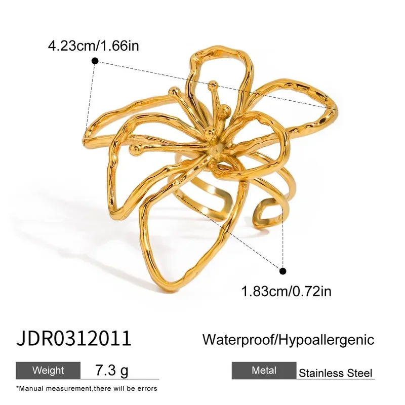 Φωτογραφία προϊόντος: Peach Jewelry Δαχτυλίδι Μοντέρνο Στυλ Λουλούδι Χρώμα Χρυσό Από Ανοξείδωτο Ατσάλι 316